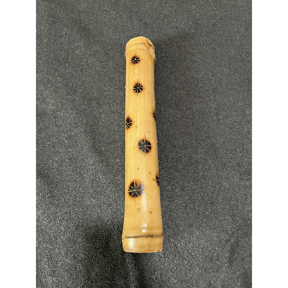 INDONESIAN Bamboo‎ BALI RAIN STICK SHAKER Music Instrument 14" Burned  Stars